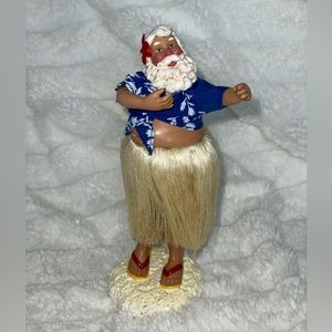 Hawaiian Santa Bobble Hula Dancer 7”Figurine Blue Shirt Christmas Bouncer
